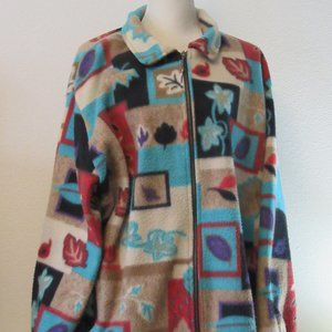 Colorful Designed Zip Front Jacket by Cabin Creek/2X